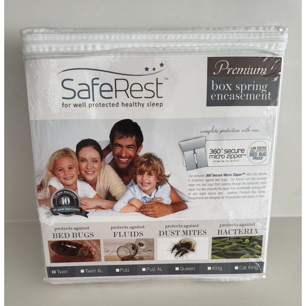 SafeRest Premium 9" Thick Box Spring Encasement - Waterproof - Noiseless -TWIN